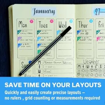 Ultimate Productivity Journal Stencil Set - Custom-Designed Supplies for Bullet Dotted Journal Planners, DIY Templates to Create Calendars, Lists, Letters, Numbers, Habit Trackers by Sunny Streak