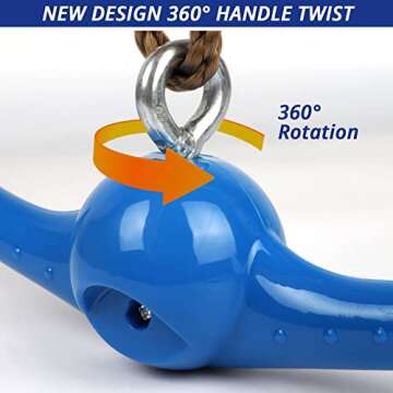 YAMIPROBI Ninja-Twister Swing Spins Set: Slackline Attachments - 360° Handle Twist-Spin Flips Toy A...