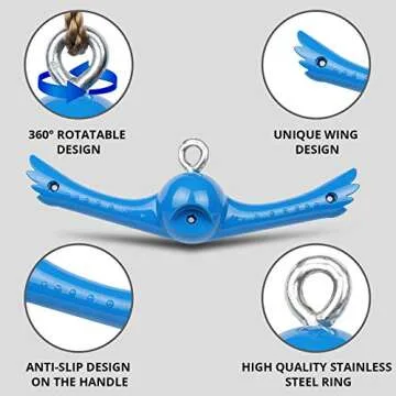 YAMIPROBI Ninja-Twister Swing Spins Set: Slackline Attachments - 360° Handle Twist-Spin Flips Toy Activate Ninja Powers Warrior Accessories Kids Hang Toys for Playground Backyard Blue
