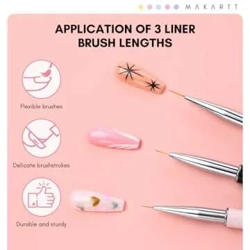 Makartt Nail Art Brush Set with Diamond Handle & Caps