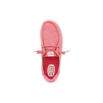 Hey Dude Wendy Stretch Canvas Washed Red Size 8, Women’s Shoes, Women’s Slip-on Loafers, Comfortable & Light-Weight
