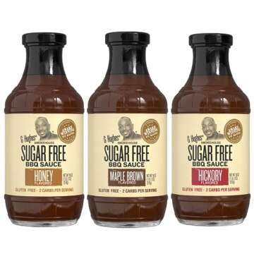 G Hughes Sugar Free, BBQ Sauce Variety Pack - Maple Brown, Honey, & Hickory, Gluten Free Barbecue Sa...
