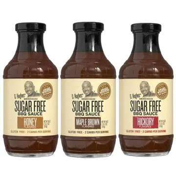 G Hughes Sugar Free, BBQ Sauce Variety Pack - Maple Brown, Honey, & Hickory, Gluten Free Barbecue Sa...