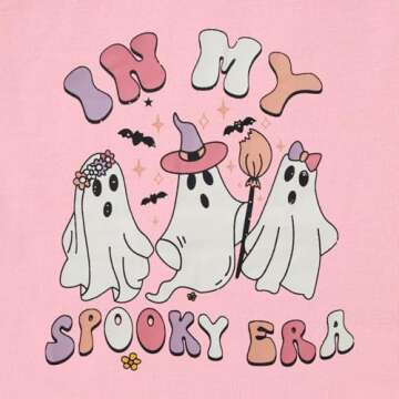 GLlGLITTR Toddler Baby Girl Halloween Shirt in My Spooky Era Ghost Tshirt Spooky Season Short Sleeve Tee Top Kid Fall Clothes(Pink3,18-24Months)