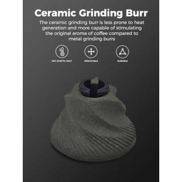 SimCoker Manual Coffee Grinder,Ceramic Burr Hand Coffee Grinder for Espresso,Adjustable Grind Settin...