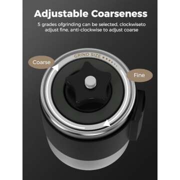 SimCoker Manual Coffee Grinder,Ceramic Burr Hand Coffee Grinder for Espresso,Adjustable Grind Setting,Portable Coffee Bean Grinder for Home,Office,Travelling,304 Stainless Steel