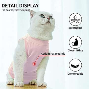TORJOY Kitten Onesies,Cat Recovery Suit for Abdominal Wounds or Skin Diseases,After Surgery Wear Anti Licking Wounds,Breathable E-Collar Alternative for Cat Pink S