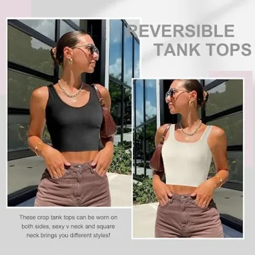 Stylish Relety Women's Reversible Crop Tank Tops