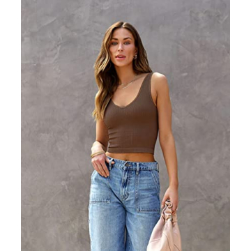 Stylish Relety Women's Reversible Crop Tank Tops