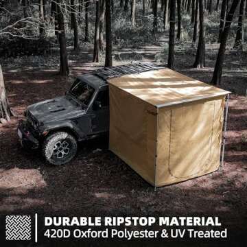 SAMOUT Vehicle Awning Room 8.2' x 8.2' Rip-Stop 420D Oxford Side Awning Changing Room with PVC Floor, Waterproof & Wind Resistance, Easy Setup Design (Room Only)