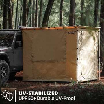 SAMOUT Vehicle Awning Room 8.2' x 8.2' Rip-Stop 420D Oxford Side Awning Changing Room with PVC Floor, Waterproof & Wind Resistance, Easy Setup Design (Room Only)
