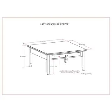 SIMPLIHOME Artisan SOLID WOOD 36 Inch Wide Transitional Square Coffee Table in Russet Brown, For the Living Room and Family Room