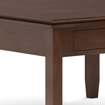 SIMPLIHOME Artisan SOLID WOOD 36 Inch Wide Transitional Square Coffee Table in Russet Brown, For the Living Room and Family Room