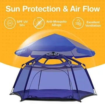 Alvantor Baby Playpen Play Yard 84"x84"x44”Large Pop Up Playpen Foldable Play Tent Indoor & Outdoor Kids Tent Lightweight Safe Space Canopy for Infants Toddlers Pets, Navy