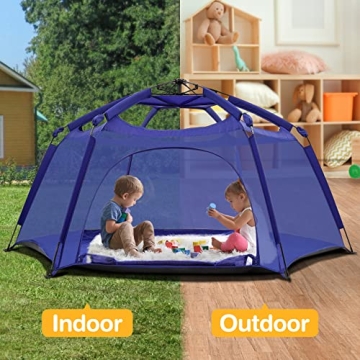 Alvantor Baby Playpen Play Yard 84"x84"x44”Large Pop Up Playpen Foldable Play Tent Indoor & Outdoor Kids Tent Lightweight Safe Space Canopy for Infants Toddlers Pets, Navy