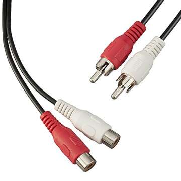 TENINYU AV Extension Cable RCA Stereo Audio Extension Cable 2RCA Male to 2RCA Female Audio Extension...