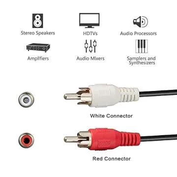 TENINYU AV Extension Cable RCA Stereo Audio Extension Cable 2RCA Male to 2RCA Female Audio Extension Cable Red/White Connectors,10FT
