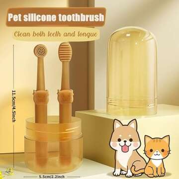 Tsxurepaw Dog Toothbrush, Pet Silicone Toothbrush Cat Tooth Brushing Kit with Storage Cup, 360° Doggie Kitten Toothbrush Tongue Cleaning Brush, Dental Care for Small Pets Ferret Dutch Pigs