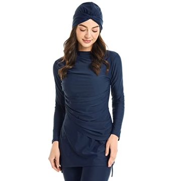 OBEEII Womens Muslim Swimsuits Full Coverage Long Sleeve Swimwear Burkini Hijab Bathing Suit in Dark...