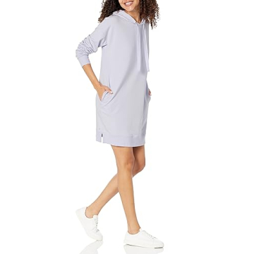 The Drop Women's Stylish Hooded Mini Sweatshirt Dress