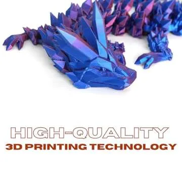 12" 3D Printed Articulated Crystal Dragon for Stress Relief