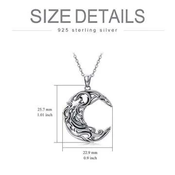 POPKIMI Christmas Gifts for Women Sterling Silver Wolf Necklace Wolf Jewelry Crescent Howling Wolf Pendant Necklace Jewelry for Wolf Lover Sister Mom Friend Birthday Gift (Celtic Wolf)