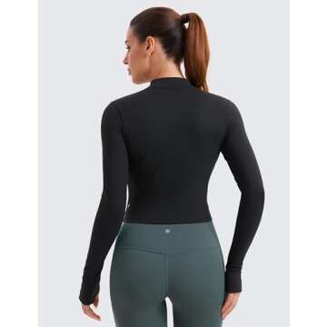CRZ YOGA Womens Butterluxe Full Zip Cropped Workout Jacket Slim Fit Lightweight Athletic Yoga Tops w...