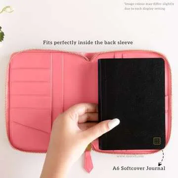 NEORAH — A6 Travel Journal Notebook Organiser Compendium SLEEVE + Journal - [ DOTGRID JOURNAL INCLUDED ] - Office Diary Notebook Planner Holder - Vegan Leather | Insert any Soft Cover & replace when