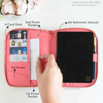 NEORAH — A6 Travel Journal Notebook Organiser Compendium SLEEVE + Journal - [ DOTGRID JOURNAL INCLUDED ] - Office Diary Notebook Planner Holder - Vegan Leather | Insert any Soft Cover & replace when