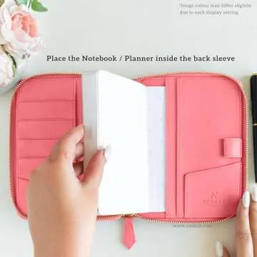 NEORAH — A6 Travel Journal Notebook Organiser Compendium SLEEVE + Journal - [ DOTGRID JOURNAL INCLUDED ] - Office Diary Notebook Planner Holder - Vegan Leather | Insert any Soft Cover & replace when