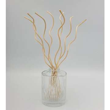 11 inchs Wavy Rattan Reed Diffuser Sticks 50PCS Natural Rattan Fragrance Aromatherapy Volatile Replacement RefillEssential Oil Aroma Diffuser Replacements Sticks for own Space (50PCS, Wood Color)