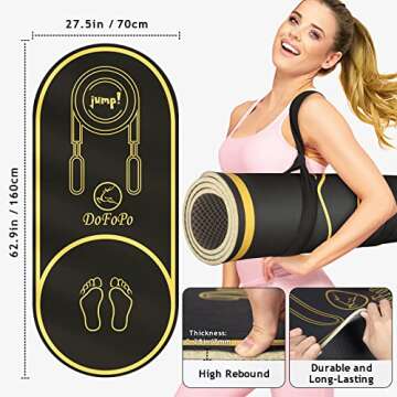 Jump Rope Mat 63"x27" Exercise Fitness, Non-Slip Indoor Outdoor Crossrope Mat, 6mm Thick High-Densit...