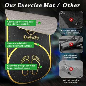 Jump Rope Mat 63"x27" Exercise Fitness, Non-Slip Indoor Outdoor Crossrope Mat, 6mm Thick High-Density Workout Jumping Pad for Home Gym Flooring and Concrete