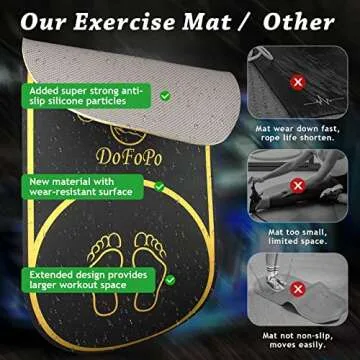 Jump Rope Mat 63"x27" Exercise Fitness, Non-Slip Indoor Outdoor Crossrope Mat, 6mm Thick High-Density Workout Jumping Pad for Home Gym Flooring and Concrete