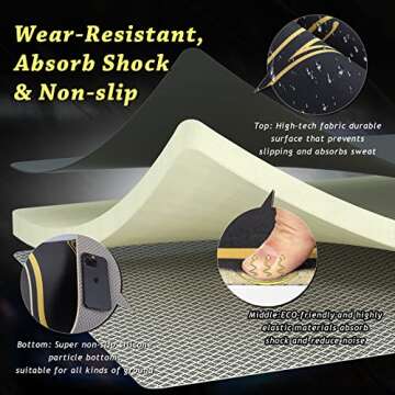 Jump Rope Mat 63"x27" Exercise Fitness, Non-Slip Indoor Outdoor Crossrope Mat, 6mm Thick High-Density Workout Jumping Pad for Home Gym Flooring and Concrete