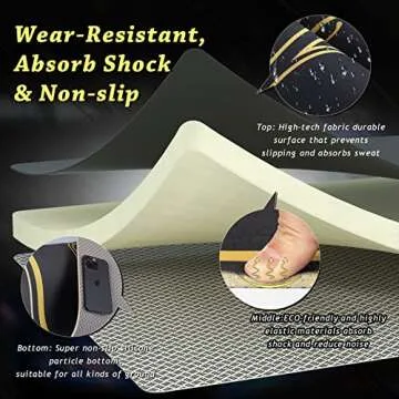 Jump Rope Mat 63"x27" Exercise Fitness, Non-Slip Indoor Outdoor Crossrope Mat, 6mm Thick High-Density Workout Jumping Pad for Home Gym Flooring and Concrete