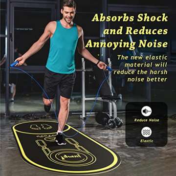 Jump Rope Mat 63"x27" Exercise Fitness, Non-Slip Indoor Outdoor Crossrope Mat, 6mm Thick High-Density Workout Jumping Pad for Home Gym Flooring and Concrete