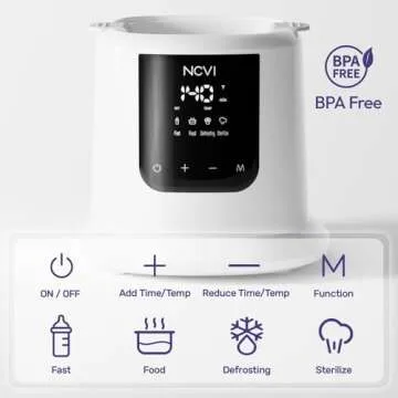 NCVI Baby Milk Warmer 3 Mins Fast Heating 8 in 1 Functions, Infant Breast Milk Bag Warmer with Timer and Precise Temperature for All Size Materials Bottles, Milk Freezer Bags and Pacifier Sterilize