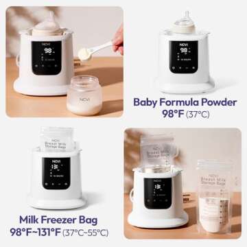 NCVI Baby Milk Warmer 3 Mins Fast Heating 8 in 1 Functions, Infant Breast Milk Bag Warmer with Timer and Precise Temperature for All Size Materials Bottles, Milk Freezer Bags and Pacifier Sterilize