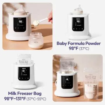 NCVI Baby Milk Warmer 3 Mins Fast Heating 8 in 1 Functions, Infant Breast Milk Bag Warmer with Timer and Precise Temperature for All Size Materials Bottles, Milk Freezer Bags and Pacifier Sterilize