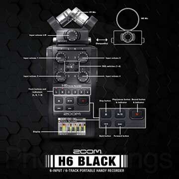 Zoom H6 Portable 6-Input Recorder with Accessories Bundle