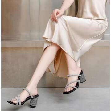 Elegant DADAWEN Rhinestone Heeled Sandals for Women