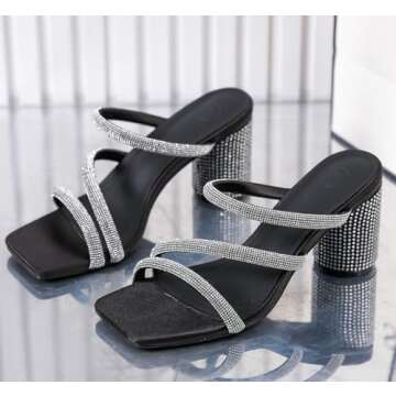 Elegant DADAWEN Rhinestone Heeled Sandals for Women