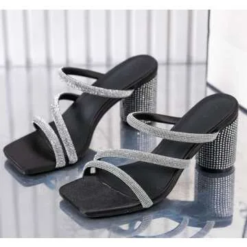 Elegant DADAWEN Rhinestone Heeled Sandals for Women