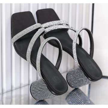 Elegant DADAWEN Rhinestone Heeled Sandals for Women