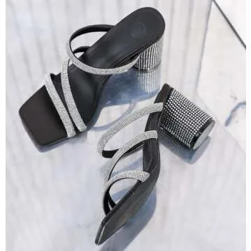 Elegant DADAWEN Rhinestone Heeled Sandals for Women