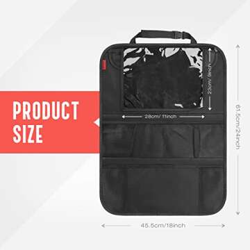 INFIVITA Car Seat Back Organizer - Kick Mats Seat Back Protector with IPad Holder and Multiple Stora...