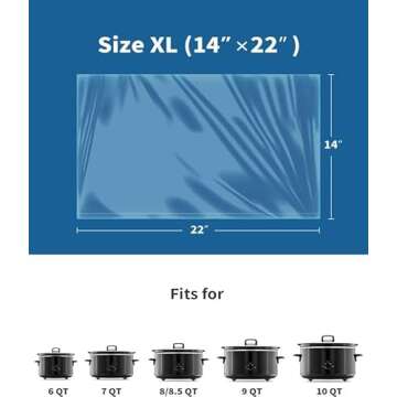 KOOC Slow Cooker Liners 14"x22" 30 Count Extra Large Size Disposable Pot Liners Cooking Bags Fit 6 qt to 10 qt Pot BPA Free Fresh Locking Seal Design