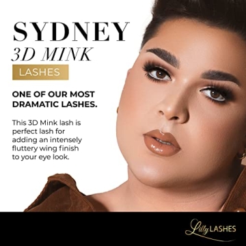 Lilly Lashes Sydney 3D Mink Lashes, Mink Eyelashes, The Original Lilly Lash For Wispy & Natural Look, Reusable Eyelashes up to 25x, Fluffy Lashes, Strip Lashes, Lash Glue not Included