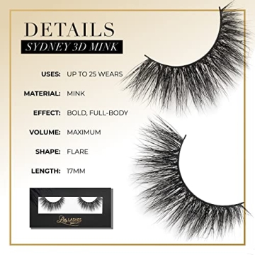 Lilly Lashes Sydney 3D Mink Lashes, Mink Eyelashes, The Original Lilly Lash For Wispy & Natural Look, Reusable Eyelashes up to 25x, Fluffy Lashes, Strip Lashes, Lash Glue not Included